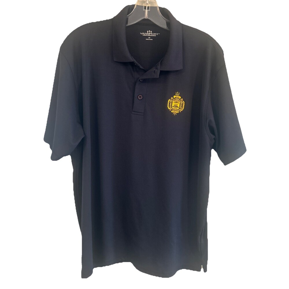 Vansport Performance US Naval Academy Golf Polo Shirt Men Med Gold Insignia Navy
